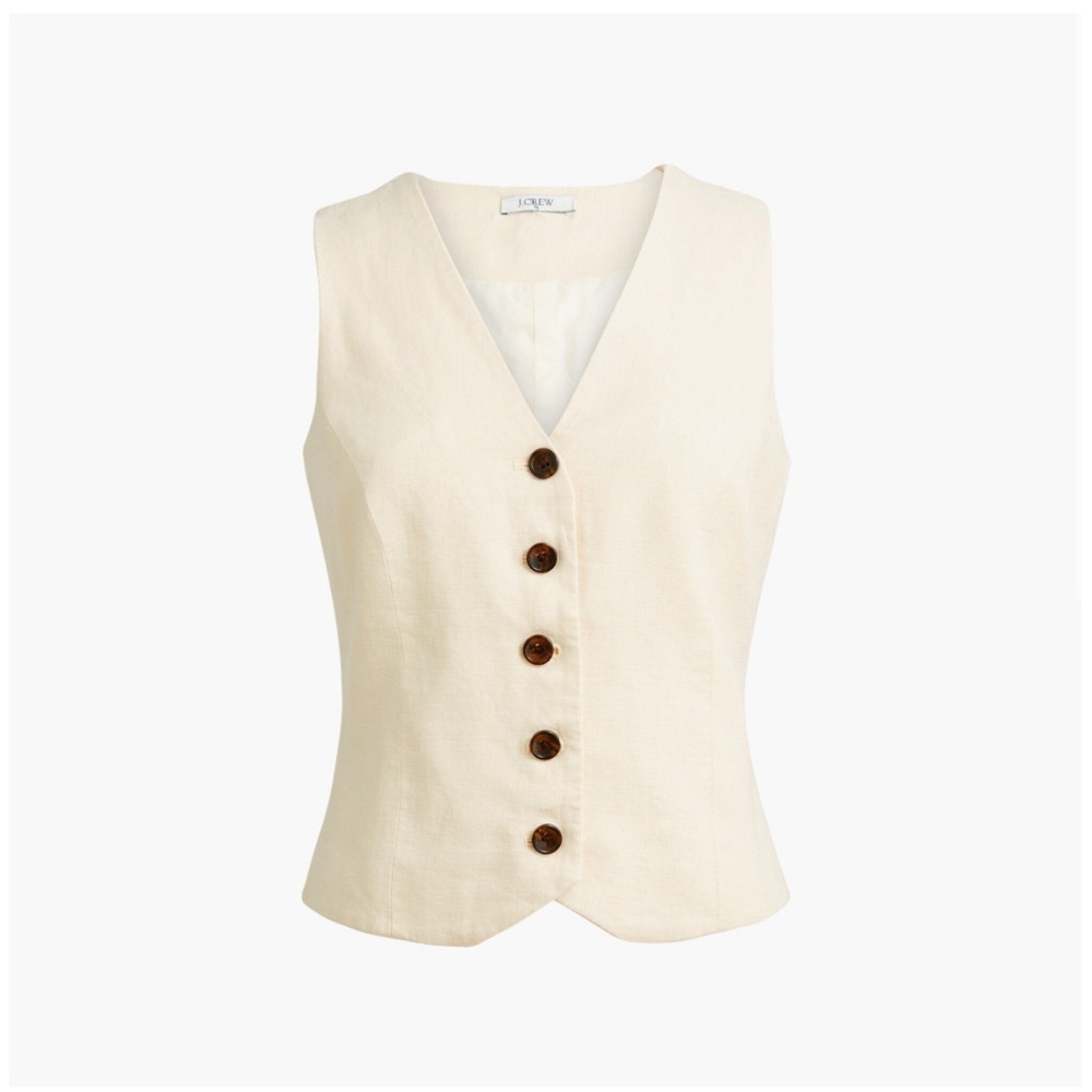 Cream Button-Front V-Neck Women's Vest